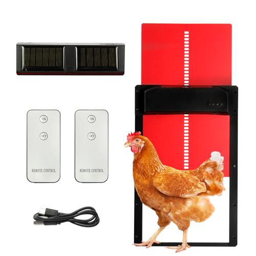 Automatic Chicken Door by COWEHUN - Solar Powered & USB Rechargeable Chicken Coop Door with Dual Remote Controls, Aluminum Alloy Design, Solar Powered, 10M Range for Poultry Farmers & Enthusiasts