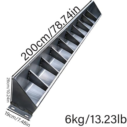 20in 40in 60in 80in Hog Feeder Livestock Feed Trough Automatic Pig Feeder Heavy Duty Stainless Steel, Separated Fence Feeder Trough, Multipurpose Livestock Trough for Pig Horse,Silver,200cm - size: 200cm