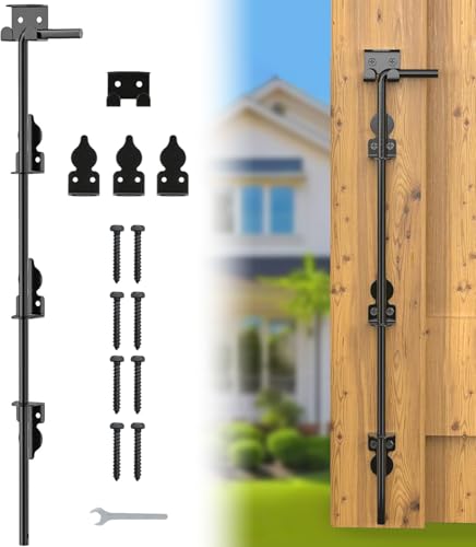 FMhotu 24" Cane Bolt Drop Rod for Gate, Heavy Duty Gate Latch for Wooden Fence Metal Gates, Gate Ground Stopper Hardware for Wood PVC Vinyl Metal Gates, 1 Pack - color: 24"-Black, size: 1 Pack