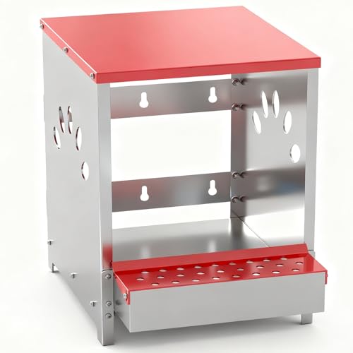 Chicken Nesting Boxes, One Hole Large Metal Hen Laying Box with Swing Perch and Roll Away Egg Collection, Wall Mountable with Vented Holes for Chickens Ducks Birds - size: 4.1"L x 9.9"W x 15.4"H