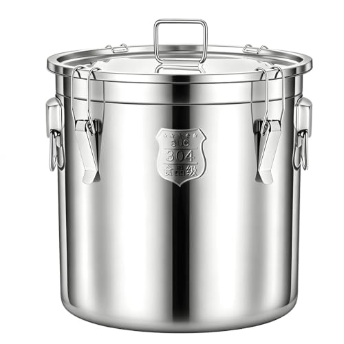 304 Stainless Steel Flour Canister, 12.7 Gal Airtight Metal Canisters with Lids, Dog Food Storage Container for Rice, Bird Seed, Commercial Milk Storage 48L - size: Standard 48L/12.7gal