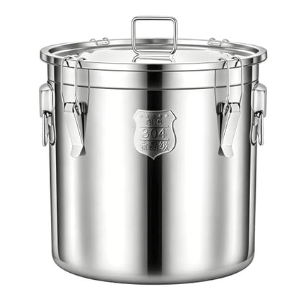 304 Stainless Steel Flour Canister, 12.7 Gal Airtight Metal Canisters with Lids, Dog Food Storage Container for Rice, Bird Seed, Commercial Milk Storage 48L - size: Standard 48L/12.7gal