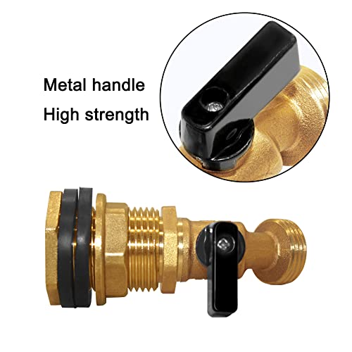 Joywayus Brass Water Container/Rain Barrel Spigot 3/4" Threaded Quarter Turn Ball Valve & 3/4" Female to 1" Male Threaded Bulkhead Fitting Water Tank Connector Fit for Garden Hose - style: Style 2