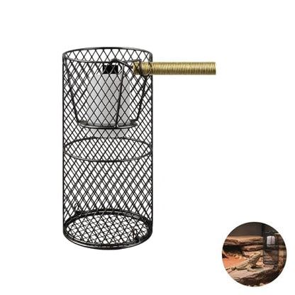 Black Iron Reptile Heat Lamp Guard, Anti-Scald Elevated Mesh Cage, 8.1 x 3.9 in / 20.5 x 10 cm with Long-Lasting Construction, Easy Installation, Superb Heat Dissipation for Birds and Reptiles