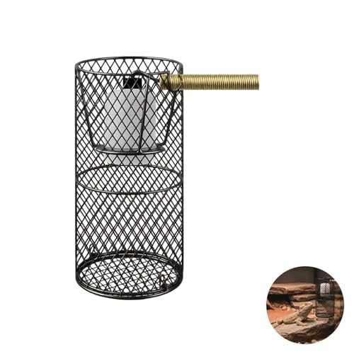 Black Iron Reptile Heat Lamp Guard, Anti-Scald Elevated Mesh Cage, 8.1 x 3.9 in / 20.5 x 10 cm with Long-Lasting Construction, Easy Installation, Superb Heat Dissipation for Birds and Reptiles