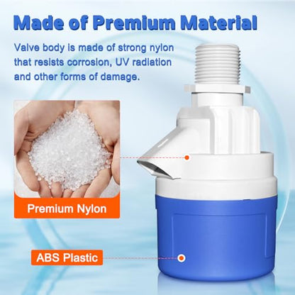 1" Water Float Valve - Automatic Water Level Control for Livestock, Water Tanks, Pools & Aquariums | Premium ABS Material, Big Flow, 170 PSI Max Pressure - color: 1" Top Inlet