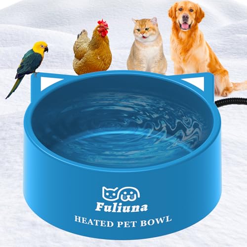 3.2L Large Heated Water Bowl, Outside Heated Dog Dish with Chew Resistant Power Cord, Thermal Bowls Provide Drinkable Water in Winter, Anti-Slip Pet Bowls for Dog Cat Rabbit Chicken Duck Blue - color: Blue