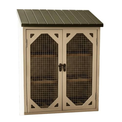 Wooden Fresh Egg Holder Countertop, Egg Storage Rack with Wire Mesh Window for Countertop, Farmhouse Storage Organizer Cabinet with Double Doors for Home Kitchen