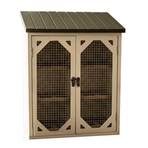 Wooden Fresh Egg Holder Countertop, Egg Storage Rack with Wire Mesh Window for Countertop, Farmhouse Storage Organizer Cabinet with Double Doors for Home Kitchen