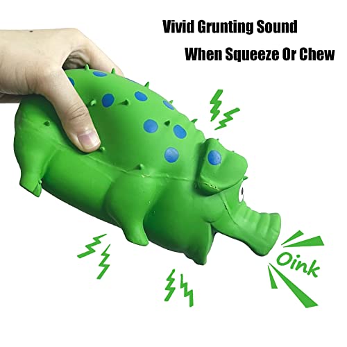 Pig Squeaky Dog Toy, 2 PCS Interactive Rubber Dog Chew Toy - Durable Latex Spot Grunting Pig Toys that Oink for Small Medium Large Dogs (Orange, Green) - color: Orange, Green