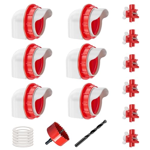 ZenxyHoC Chicken Feeders and Waterers, 6 Ports Chicken Feeder No Waste and 6 Packs Chicken Water Nipples - size: 6 Ports and 6 Nipples Standard