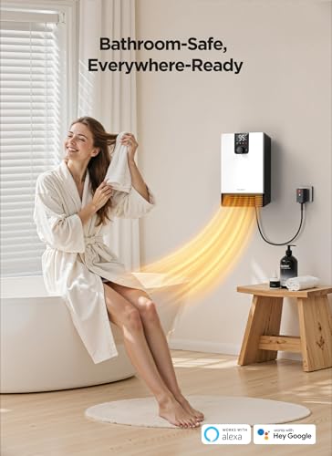GiveBest Smart Wall Heater, 1500W Fast Heating Electric Space Heater for Indoor Use, 3 Heating Modes, Adjustable Thermostat, 24H Timer, Easy Mounted for Bedroom, Office, Home, White - color: White
