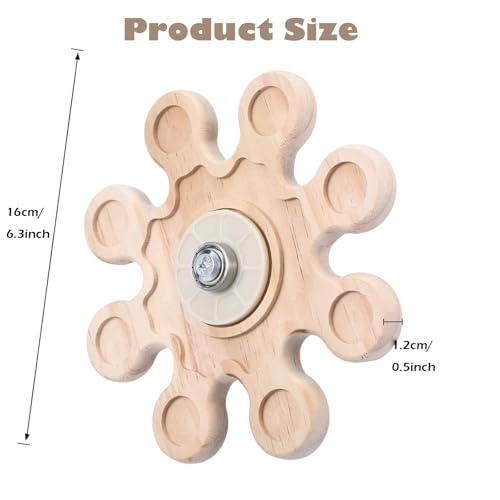 KABASI Rotating Natural Wood Chinchilla Chew Toys, Interactive Enrichment Rat Enrichment Toys for Teeth Grinding, Hanging Exercise Chinchilla Cage Accessories Snowflake Wheel for Hamster Guinea Pig - color: Style C