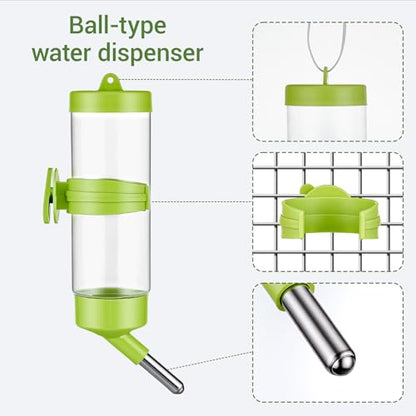 Rabbit Feeders Automatic for Cages,3.5 Pound Metal Trough Feeder with Water Bottle Galvanized Steel Outdoor Bunny Food Dispenser for Rabbits Chicken Guinea Pig Pet and Other Small Animals