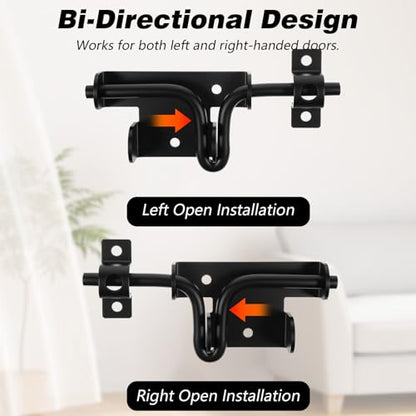 3-Pack Heavy Duty Slide Bolt Gate Latches with Padlock Hole – Rustproof Iron Sliding Locks for Wooden Fence, Shed Door, Barn & Outdoor Gates (Black, 6.4” x 2.3”)
