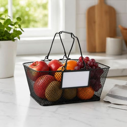 Garden Harvest Basket,Metal Wire Storage Basket with Handle,Large Food Baskets,Garden Baskets for Gathering Vegetables,Fruits,Kitchen,Picnic,Black