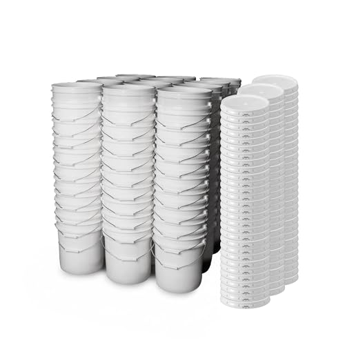 ePackageSupply 5 Gallon Bucket - Food Grade Bucket with Airtight Gasketed Tear Strip Lid, BPA-Free, Heavy-Duty 90 Mil HDPE Plastic Pail, Bulk Storage, Durable Container, Made in USA - White, 120 Packs | Airtight Gasketed Tear Strip Lid, Heavy-Duty 90 Mil