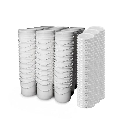 ePackageSupply 5 Gallon Bucket - Food Grade Bucket with Airtight Gasketed Tear Strip Lid, BPA-Free, Heavy-Duty 90 Mil HDPE Plastic Pail, Bulk Storage, Durable Container, Made in USA - White, 120 Packs | Airtight Gasketed Tear Strip Lid, Heavy-Duty 90 Mil