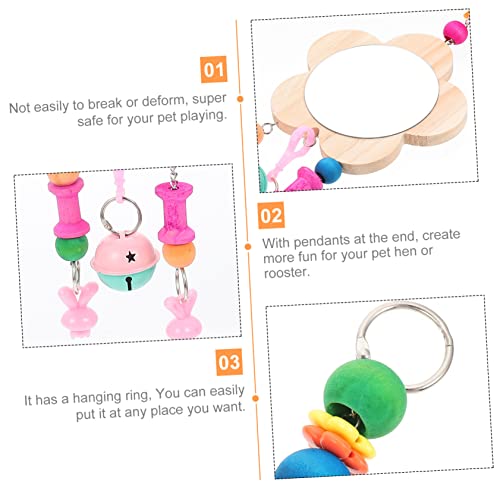 COLLBATH Wooden Chicken Mirror Bells Interactive Pet Hen Toy for Playtime Coop Fun Reflective Accessory for and Hens Encourages Engagement and Enrichment