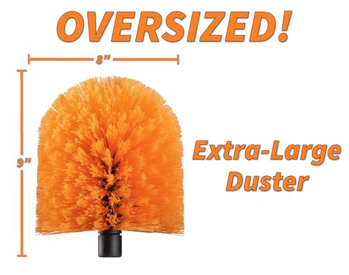Cobweb Duster Head Brush // Big and Puffy Spider Web Brush for Outdoor & Indoor Web Cleaning // Twist-On Corner Duster Fits Standard Acme Threaded Extension Poles // Best Cobweb Brush Head (No Pole)