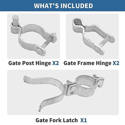 1-3/8" x 2-3/8" Chain Link Gate Hinge Kit,Galvanized Steel Fence Gate Hinge, 2-3/8 "Male Gate Post Hinges(2 Pcs), 1-3/8" Female Gate Frame Hinges(2 Pcs)