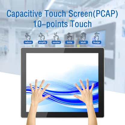 GreenTouch 10.4 Inch Industrial Embedded Touchscreen Monitor, PCAP Multi-Touch Screen Industrial Front IP65 Monitor - HDMI+VGA+DVI - 800 x 600 Resolution - size: 10.4 IN