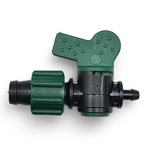 USA Made Premium Drip Tape 5/8" Tubing x 1/4" Barb Adapter Irrigation Connector Fitting With Shut Off Valve (40)
