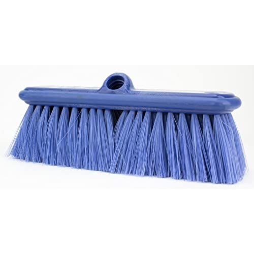 SPARTA Flo-Thru Heavy-Duty Deck Scrub Brush Nylon Bristled, Boat and Floor Scrub Broom with Protective Bumper for Floors and Large Equipment, Plastic, 9.5 Inches, Blue - color: Blue