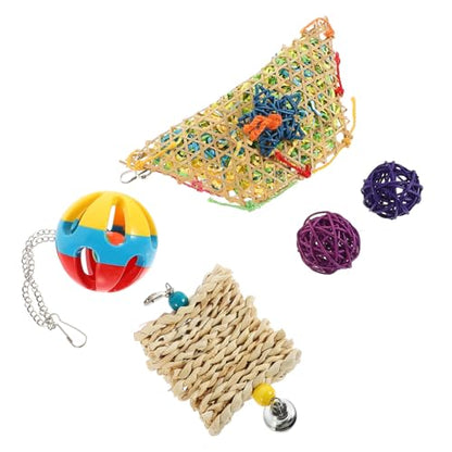 5PCS Chicken Set for Hens and Parrots Hanging Chewing and Feeder for Bird Exercise and Entertainment Hanging for Poultry and Pet Birds Random Color