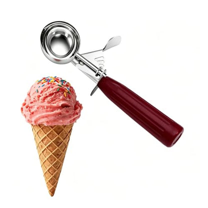 TOPKITCHEN Commercial-Grade Ice Cream Scoop 1.33 oz, 18/8 Stainless Steel Cookie Scoop with Plastic Handle, Portion Control Disher Scoop for Bakeries, Restaurants & Dessert Shops, #24, Red - size: 1.33 oz - Red