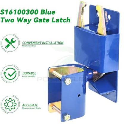 2 Pack Blue S16100300 Two Way Gate Latch with Hardware Kit and Philips Screwdriver for Metal Gates with 1-5/8" to 2" Diameter Round Tubes - color: A06 xS16100300 Gate Latch for 1-5/8" to 2" Tubes