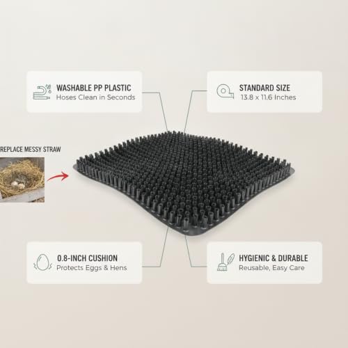 Chicken Nesting Pad, Washable PP Plastic Liner for Coop Nesting Boxes, Cushioned Mat for Hens, 13.8 x 11.6 Inches (1 PC)