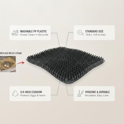 Chicken Nesting Pad, Washable PP Plastic Liner for Coop Nesting Boxes, Cushioned Mat for Hens, 13.8 x 11.6 Inches (1 PC)