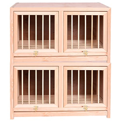 Bird Cage Large Size Solid Wood Pigeon Pairing Cage, Indoor Pigeon Nest Box with Pull Out Tray, Easy to Clean, Need to Install(Natural,23.6IN*2) - size: 23.6IN*2
