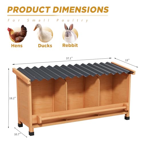 Nesting Boxes for Chickens,Chicken Laying Boxes for Hens,Nest Box | 3 Compartments, Wall Mount or Floor Use, PVC Roofing,Privacy Back Panel for Hens, Ducks, Chickens, Easy to Assemble&Clean - size: 37.1"L x 13.0"W x 18.2"H