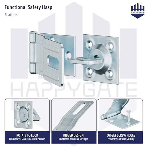 Swivel Staple Safety Hasp Latch Lock, Stainless Steel Padlock Hasp Door Lock Latch Hardware, Brushed Finish Clasp Hasp Lock Latchs for Fence, Shed, Gate, Cabinet, Pet Cage, Black, 1pcs - color: Silver