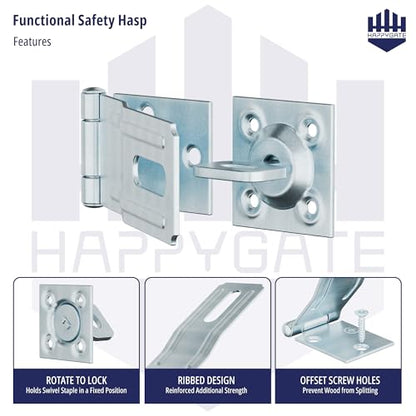 Swivel Staple Safety Hasp Latch Lock, Stainless Steel Padlock Hasp Door Lock Latch Hardware, Brushed Finish Clasp Hasp Lock Latchs for Fence, Shed, Gate, Cabinet, Pet Cage, Black, 1pcs - color: Silver