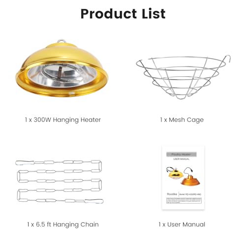Hanging Chicken Coop Heater, 300W 2 Heating Levels Premium Waterproof Heaters for Chicks Brooder Pen, Duck, Pet House, Poultry, Greenhouse Plant - size: Small Heater