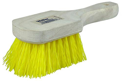 Weiler 44013 8" Utility Scrub Brush, Yellow Polypropylene Fill, Short Handle, Wood Block - size: 8", style: Yellow Polypropylene
