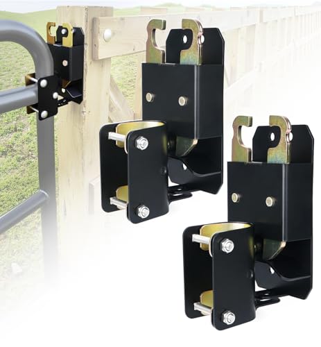 2 Way Farm Gate Latch, 2PC Heavy-Duty Lockable Fence Latch with Self-Locking Nut, Black Livestock Gate Latch Compatible with Pastures, Stables, Ranches, Horse Corrals,Farms - size: 2PC
