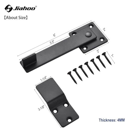 6" Barn Door Flip Latch Sliding Door Latch Gate Latch for Fence, Shed Door, Farm Gate, Solid Metal Heavy Duty Iron Hardware, add More Security and Privacy, Matte Black