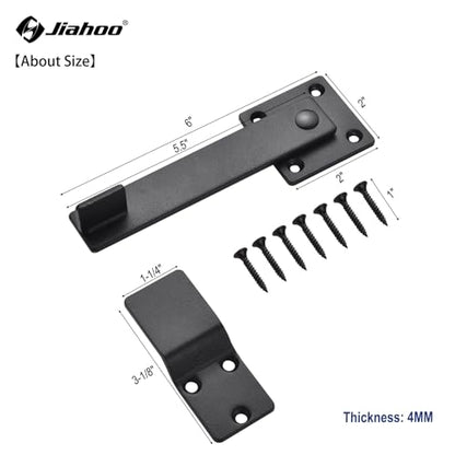 6" Barn Door Flip Latch Sliding Door Latch Gate Latch for Fence, Shed Door, Farm Gate, Solid Metal Heavy Duty Iron Hardware, add More Security and Privacy, Matte Black