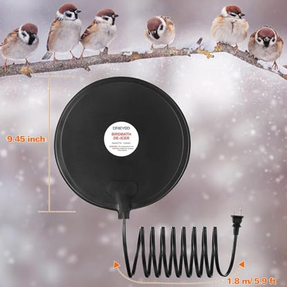 Dreyoo Bird Bath De Icer, 60w Submergible De Icer, Thermostatic Controlled Winter Water Heater Deicer for Bird, Chicken, Duck, Farm Trough, Design Patent Product(3 Pack)