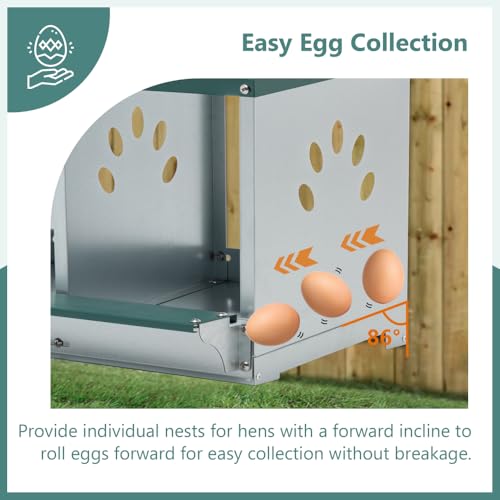 Durable Metal Chicken Nesting Box for Hens, Wall-Mounted Poultry Nest Box with Ventilated Design to Support Natural Laying Behavior (3-Hole,Green) - color: 3-Hole,Green