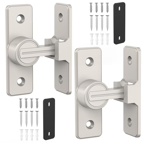 Barn Door Lock Hardware, Heavy Duty 90 Degree Flip Latch Privacy Lock, Zinc Alloy Sliding Barn Door Latch for Bathroom, Bedroom, Closet, Garage, Shed and Gate (Nickel-2PCS) - color: Nickel-2PCS