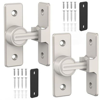 Barn Door Lock Hardware, Heavy Duty 90 Degree Flip Latch Privacy Lock, Zinc Alloy Sliding Barn Door Latch for Bathroom, Bedroom, Closet, Garage, Shed and Gate (Nickel-2PCS) - color: Nickel-2PCS