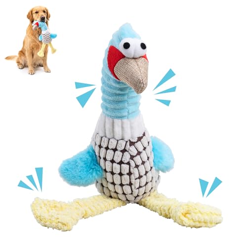 Blue Turkey Dogs Squeaky Plush Toys for Chewers – Corduroy & PP Cotton Plush Dog Toy, Durable Interactive Chew Toy for Small Medium Large Dogs - color: Blue Turkey