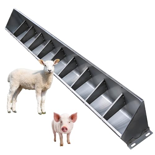 2-in-1 Stainless Steel Animal Feeder & Waterer Trough for Farm Livestock, Durable & Easy to Clean, Ideal for Cattle, Horses, Sheep, Goats - Perfect for Pasture Use - size: 200cm (78 7/10in) - 10 bit