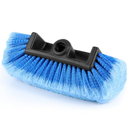 10" Car Wash Brush Head with Soft Bristles - Gentle on Paint, Compatible with Poles, Perfect for Cars, Trucks, RVs, Boats, Decks, and More (Blue)