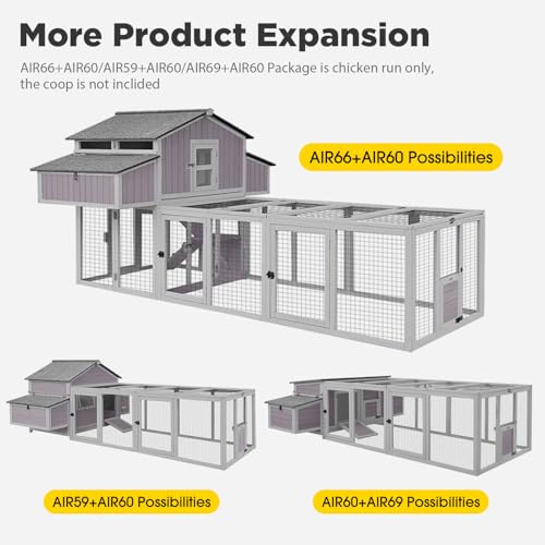 Aivituvin Chicken Coop Run Extension Rabbit Enclosure Outdoor Duck Hen Playpen - color: Grey, size: 79.0"L x 37.8"W x 20.7"H